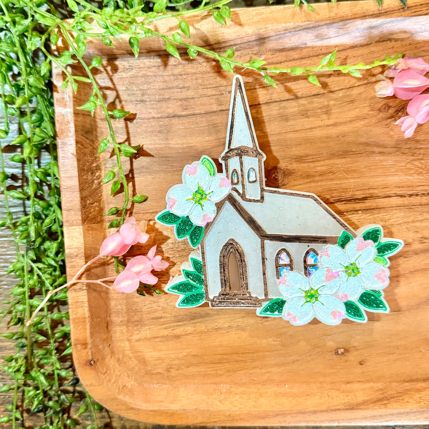 Angled Dogwood Church Freshie MOLD