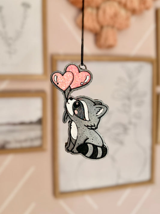 Raccoon with Heart Balloons Freshie MOLD