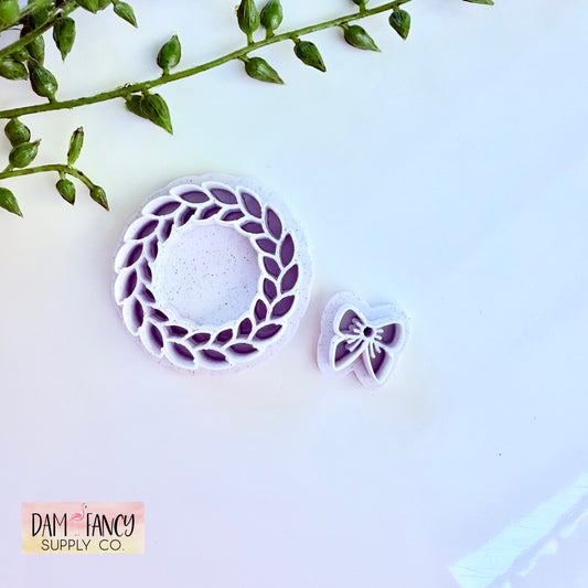 Wreath and Bow Clay Earring Cutters