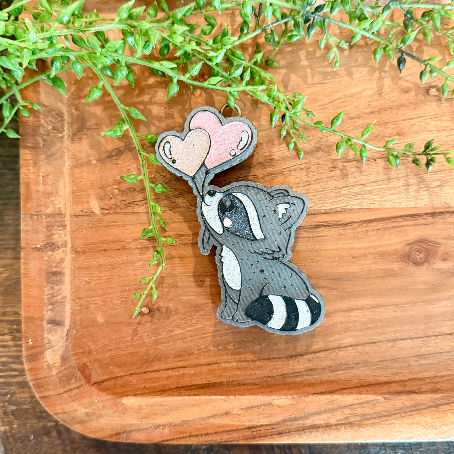 Raccoon with Heart Balloons Freshie MOLD