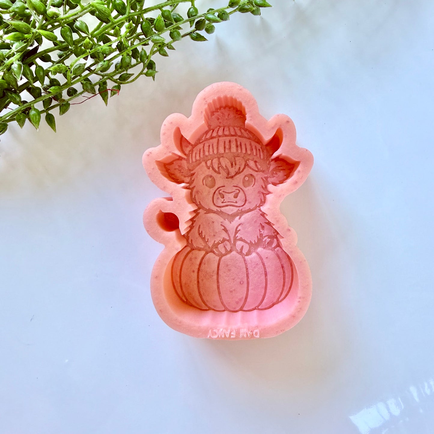 Cow sitting on pumpkin Freshie Mold