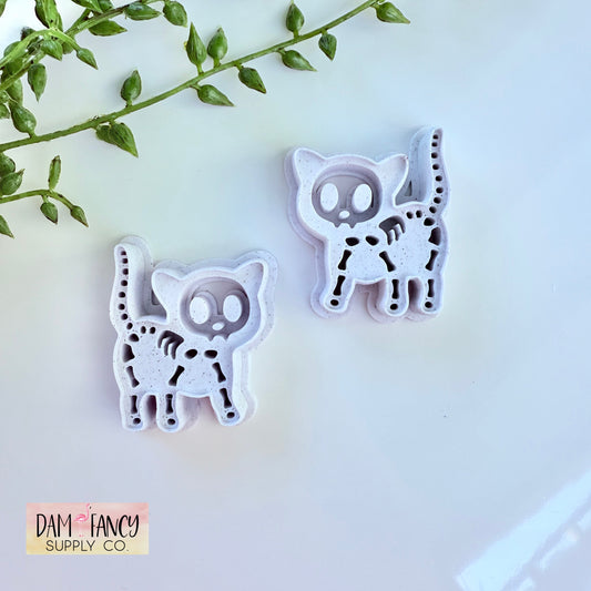 Skeleton Kitty Clay Earring Cutters