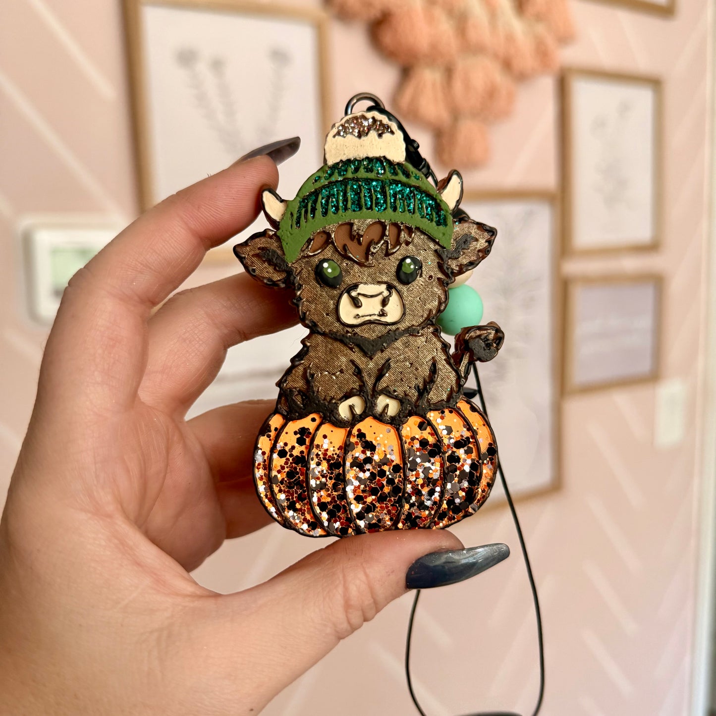 Cow sitting on pumpkin Freshie Mold