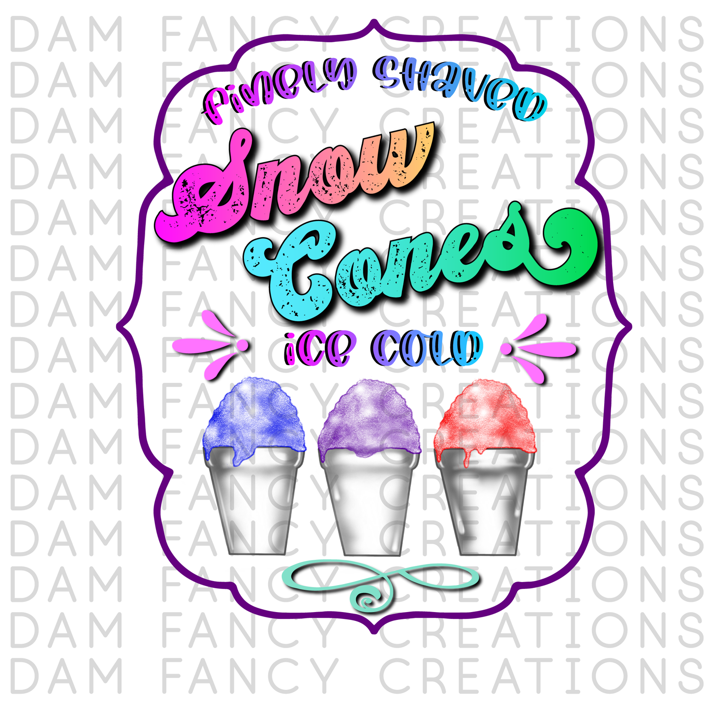 hand drawn snow cone ice cold